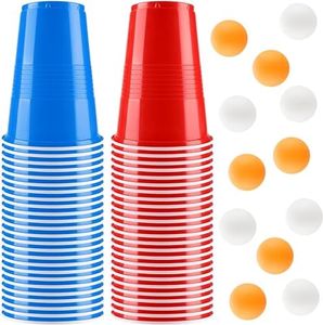 100 Gobelet Beer Pong, 500ML Gobelet Rouge avec 12 Balles de Ping-Pong, Biere Pong, Réutilisables Tasse de bière Pong pour Une Fête d'anniversaire, Une Réunion de Noël, Une Réunion d'amis