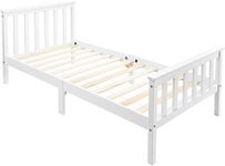 Bed Wooden Frame White Solid Pine for Adults, Kids, Teenagers (90*190cm)