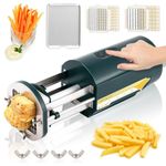 Flyseago Electric French Fry Cutter Automatic Potato Cutter Machine Commercial French Fry Maker Cutter Household with 1/2 & 3/8 Inch Stainless Steel Blades for Cucumbers, Carrots (Green)