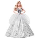 Barbie Signature 2021 Holiday Barbie Doll in Silver Gown with Doll Stand and