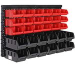 DEUBA® 32 Piece Workshop Storage Rack Pegboard | Wall Mount Storage Organiser Bins for Tool Shed, Garage and Workshop | Stackable | Organiser Containers for Shelf & Shelves | Holder for Tools