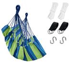 KPX Ourdoor Hanging Hammock Chair – Comfortable Tree Swing Chair Large Size 110X130cm - 330 Lbs Weight Capacity (Green/Blue)