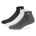 Supersox Ankle Length Sports Socks for Man | Half Terry Cushioned Cotton | Anti-Odour & Antibacterial | Breathable & Moisture Absorbent | Running, Gym & Sneaker | Grey-White-Milange Grey | Pack of 3