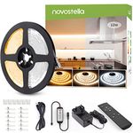 NOVOSTELLA 12M LED White Strip Lights, Dimmable 40ft 1344 LEDs, Tunable Warm White to Cool Daylight 3000K-6500K, with RF Remote Flexible LED Tape for Living Room Cabinet Bedroom Kitchen Ceiling, 24V