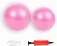 JUFANGFIN 2 Pcs Pilates Exercise Ball Mini 6 Inch Yoga Ball with Pump,Small Barre for Workout Fitness Balance Physical Therapy (Pink, 6 Inch+9 Inch)