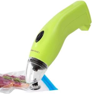 Upscale Compact and Powerful Handheld Vacuum Sealer to preserve food and freshness, space saver with 5 reusable vacuum sealer bags - Green