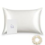 ALASKA BEAR 100% Mulberry Silk Pillowcase for Hair and Skin Health, Hypoallergenic, Standard Size 50x75cm Natural Silk Pillow Case for Beauty Sleep (1pc, Ivory White)