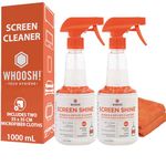 WHOOSH! Pro 500ml Refillable TV Screen Cleaner & Microfiber Cloth - Streak-Free Cleaner for Flat Screens, OLED, LCD, Smart TV, Monitors - Non-Toxic, Odorless - Electronics Cleaning Kit, Set of 2
