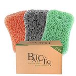 Danpaty Bath Sponge 3 Pack Shower Sponges for Cleaning Exfoliating Body Sponge for Adults Orange,Gray,Green