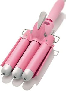 Alure Three Barrel Hair Waver/Crimper with LCD Temperature Display - 1 Inch Ceramic Tourmaline Triple Barrels, Dual Voltage Crimp Iron