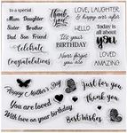 Kwan Crafts 2 Sheets Different Style Words Happy Mother's Day Just for You Birthday Congratulations Clear Stamps for Card Making Decoration and DIY Scrapbooking