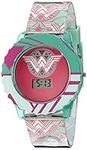 Accutime DC Comics Wonder Woman Girl's Digital Casual Watch with Flashing LED Lights, Color: Teal (Model: WOM4014), Green/Pink, Digital,Quartz Movement