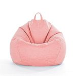 Lukery Bean Bag Chair Bean Bag Cover (No Filler), Solid Color Beanbag Chair, Adults Kids Beanbag Lazy Sofa, Stuffed Animal Storage Bean Bags (110x140cm,Pink)