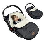 funlife 4 in 1 Premium Waterproof Universal Anti-Wind Infant Car Seat Cover Comes with Ultra Soft Fleece Car Seat Bunting Bag for Winter,Car Seat Cover Bunting Set for 0-18M