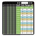 10 Pcs Golf Club Range Chart Card 2 x 3.5 inch Golfers Quick Reference Distance Card Golf Club Range Estimation Cheat Sheet Golfing Guide Card for Golf Yardage Book Golf Club Game Scorecard