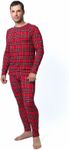 Thermal Underwear for Men; Long John Set for Cold Weather Mens 2 pc Long Sleeve Top and Pants Fleece Lined Base Layer Thermals Medium, Red Plaid