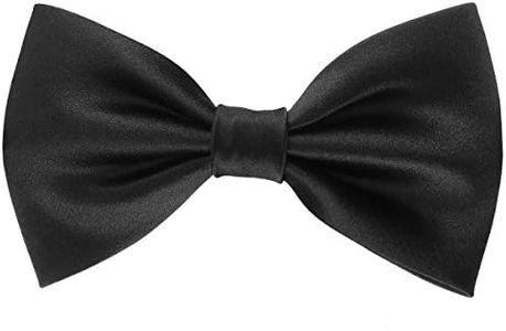 Mens Luxurious 100% Silk Pre-tied Bowtie Solid Bow Ties (Black)