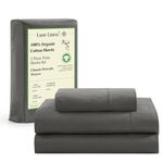 LANE LINEN 100% Organic Cotton Twin Sheets Set 3-Piece Pure Percale Long Staple Soft Bedding Breathable Fits Mattress Upto 15" Deep - Charcoal