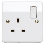 MK Logic Plus Single Socket (K2757 WHI DP) 13A 1 Gang, in White, with Inherent Antimicrobial Properties.