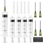 5PCS Threaded Plastic Syringe, 20ml Syringe with 14G 1 Inch Blunt Needle and Cap, Liquid Measuring Syringes, Reusable Fodder Syringes for Experiments, Plant Watering, Animal Feeding