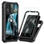 BREIDMKFM for Blu Studio Mini 2023 Phone Case with Screen Protector Dual Layer Protection Hard PC Soft TPU Bumper Shockproof Heavy Duty Cover Case for Blu Studio Mini 2023,Wolf Waterfall