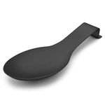 LIANYU Black Stainless Steel Spoon Rest, Brushed Heavy Duty Stable Spatula/Ladle Holder, 10" L x 3.8" W, Dishwasher Safe