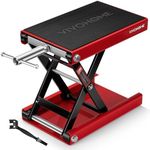 VIVOHOME 1100 LBS Motorcycle Lift Scissor Jack, Wide Deck Hoist Stand, Height Adjustable Center Stand with Crank, Steel Lift for Cruiser, Dirt Bike, ATV - Red