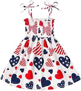 Tiny Cutey Toddler Girl 4th of July Dress America Flag Strap Dresses Kids Summer Clothes Backless Stripe Stars Party Dress, Hearts, 2-3 Years
