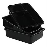 Qsbon Qsbon Commercial Plastic Bus Box/Tote Box, Black Bus Tub/Wash Basin Tub, Set of 3