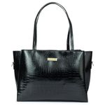 Horse and Hash Croco Pattern Tote Bags For Womens and Girls Shoulder Bag Extra Spacious (Black)