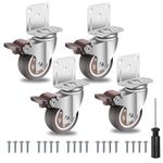 W B D WEIBIDA Side Mount Casters Wheels, 2 Inch L-Shaped Small Rubber Casters Set of 4, 360 Degree Ball Bearing Swivel Casters, Light Duty Casters Wheels for Furniture, Baby Beds, Cabinets, Tables