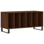 vidaXL Brown Oak Record Cabinet-Vinyl Storage Sideboard with Industrial Iron Feet-Engineered Wood-100x38x48cm for Living Room