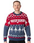 Top Gun Adults Christmas Jumper | Mens Ladies Fighter Jet Plane Movie Logo Festive Navy Red Knitted Sweater | Xmas Gifts for Him Her XL