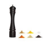 Black Pepper Mill Grinder Classic Pepper Grinder with Adjustable Stainless Steel Precision Mechanism Suitable for Home, Kitchen, Barbecue, Party (Black+ Silver, 12 In)
