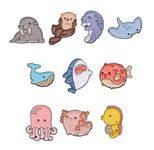 10pcs Ocean Animal Brooch Set Cute Marine Series Animal Badge Brooch Sea Creature Cartoon Badge Cute Brooch Backpack Denim Shirt Whale Shark Sea Lion Brooch Lapel Badges Lapel Pin Accessories
