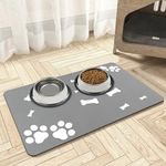 Mavicen Water Absorbent Pet Feeding Mat, 30 * 50cm Easy Clean Placemat Pet Food Feeding Bowl Mat, Dog Feeding Mats for Floors Waterproof, Diatomite Slow Feeder Mat for Dogs Cats (Light Gray)