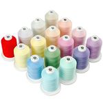 New brothread 16 Pastel Colours Multi-Purpose 100% Mercerized Cotton Threads 30WT(50S/3) 600M Each Spool for Quilting, Sewing and Embroidery