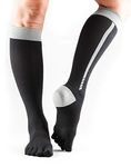 Toesox Zoe Compression Five Toe Sport Sock - Black, S