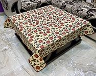 Jainco Decor Waterproof Square 4 Seater Table Cover for Center Table, Dining Table Cloth (48" x 48", White, Stitched Border)(Plastic, Pack of 1)