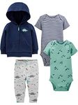 Simple Joys by Carter's Boys' 4-Piece Jacket, Pant, and Bodysuit Set, Navy Dino, 12 Months