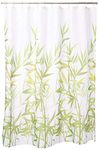 iDesign Anzu Fabric Shower Curtain, Water-Repellent Bath Liner for Kids', Guest, College Dorm, Master Bathroom, 72" x 72", Green