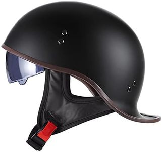 FVCNGP Retro Scooter Half Helmet, Adult Men Women Cool Vintage Half-Open Motorcycle Helmets with UV Visor Goggles, for Moped Cruiser Chopper ATV Snowmobile Scimitars Pilots Biker Travel DOT Approved