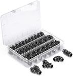 Innfeeltech 60 Pcs 12mm Black Push to Connect Pneumatic Fitting Kit,15 Straight,15 Splitters,15 Elbows,15 Tee Types Quick Release Pneumatic Connectors