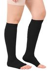 Medical Compression Stockings for Varicose Veins || Below Knee || COTTON FABRIC || HIGH COMPRESSION || With Stitching || Unisex || Breathable || (Medium, Black)