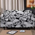 Sleepwish Retro Sugar Skulls Pattern Stretch Couch Slip Covers for Sofa, 3 Cushion Couch, Loveseat Or Arm Chair Slipcover Furniture Cover XL 3-Cushion Sofa Slipcovers with 2 Free Couch Pillow Covers