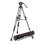 Manfrotto 504X Fluid Video Head with Alu 645 Fast Twin Leg Video Tripod, Kit FAST Tripod and Video Head, for DSLR, Digital Cameras, Camcorders, for Photo-Videographers, Carrying Bag, Holds up to 12kg