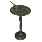 Zeckos 21-Inch Cast Iron Verdigris Dragonfly Sundial: A Unique Blend of Artistry and Functionality for Your Garden, Patio, or Pool Area, Infusing Timeless Charm To Exterior Spaces