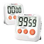 ThermoPro TM03 2-Pack Digital Timer for Kids & Teachers, Kitchen Timers for Cooking with 2-Level Alarm Volume, Countdown Timer Stopwatch for Classroom Supplies, Exercise, Baking, Playtime or Work