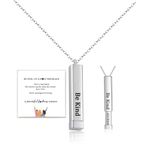 LIU JUN Be Kind Of A B Necklaces For Women, To Best Friends Sorority Sisters Inspirational Square Tubes Pendant With Hidden Message Stainless Steel Band Friendship Gift Jewelry, Stainless Steel, No