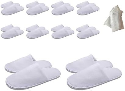 ROYGGBP 10 Pairs Spa Slippers, Luxury Velvet Slippers Non Slip Guests Flip Flop Ideal for Travel Home Hotel Nail Salon Use, Fits Up to US Men Size 11 & US Women Size 12, White, 11-12 Wide